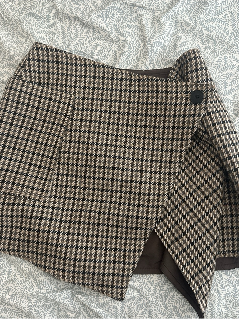 H&M Houndstooth Wrap Mini Skirt - Black & Brown